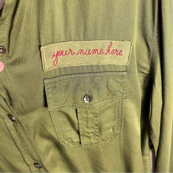 NWT LIFE IN PROGRESS | Army Green Military Button Down Women's Shirt S - Picture 2 of 8